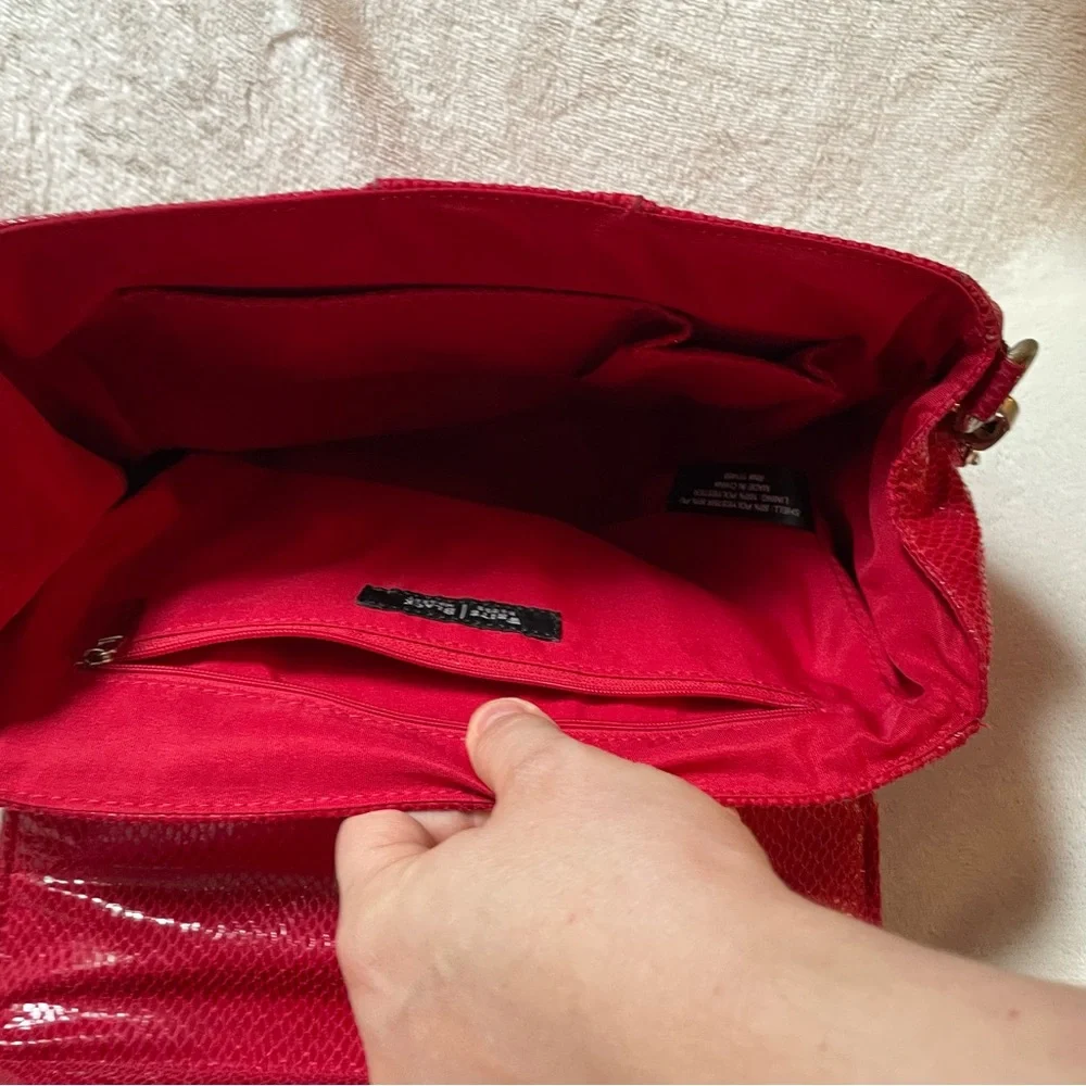 White House Black Market Red Purse Snake‎ print